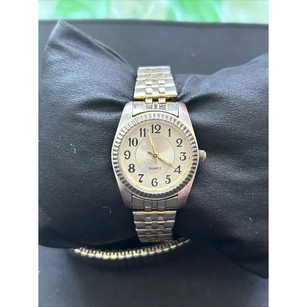 Women’s Two Tone Stretch Band Quartz Watch